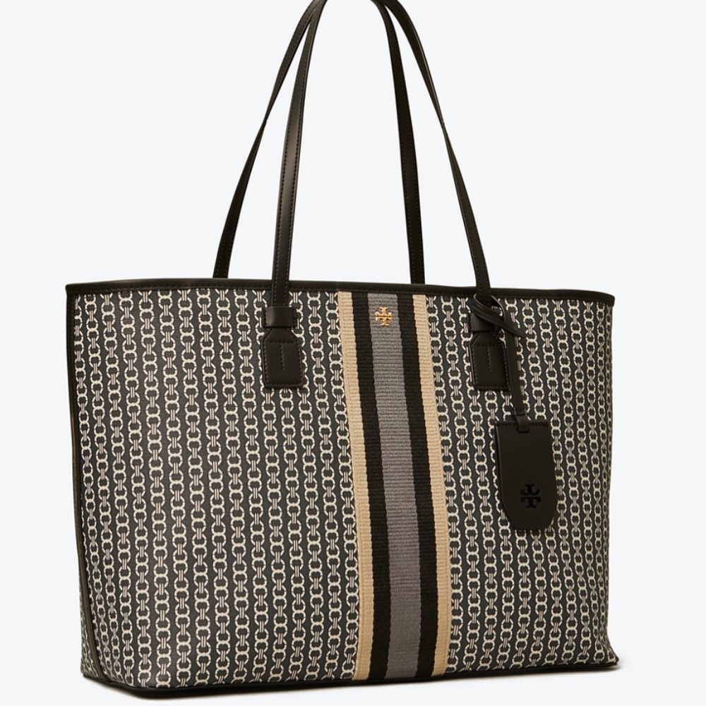 TORY BURCH GEMINI LINK CANVAS TOP-ZIP TOTE